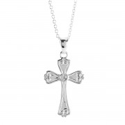 Necklace Bud Cross Silver-Plated 18L Necklace Bud Cross Silver-Plated 18L