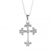 Necklace Fancy Bud Cross 18in Long Necklace Fancy Bud Cross 18in Long