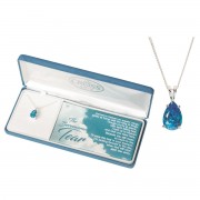 NK-BEREAVMENT TEAR BLUE CZ SIL PLT 18" NK-BEREAVMENT TEAR BLUE CZ SIL PLT 18"
