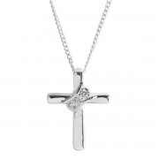 NK-CROSS WITH CZ SASH SIL PLT 18" CH NK-CROSS WITH CZ SASH SIL PLT 18" CH