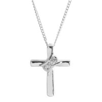 NK-CROSS WITH CZ SASH SIL PLT 18" CH NK-CROSS WITH CZ SASH SIL PLT 18" CH