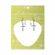 Earring With 11/16" Box Cross Cz Center