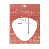 Earring With 1-3/8" Thin Box Cross
