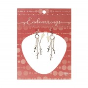 Earring With 1-7/16" Triple Cross Dangle