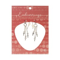 Earring With 1-7/16" Triple Cross Dangle