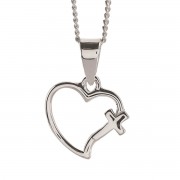 OPEN HEART CROSS SILVER PLATE 18" CHAIN OPEN HEART CROSS SILVER PLATE 18" CHAIN