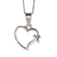 OPEN HEART CROSS SILVER PLATE 18" CHAIN OPEN HEART CROSS SILVER PLATE 18" CHAIN
