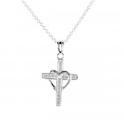 CZ CROSS DRAPED HEART 18" CHAIN CZ CROSS DRAPED HEART 18" CHAIN