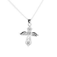 Necklace Angel Cross CZ Stones