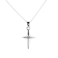 Necklace Star Cross/CZ Silver Plated