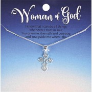 Necklace Open Bud Cross Silver Plate