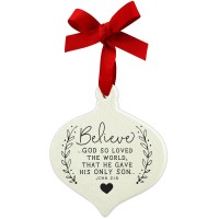 2pk -Ornament Doodle Believe Ribbon Hang - (Pack of 2)