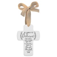 2pk -Ornament Cross Always Believe Ribbon - (Pack of 2) 2pk -Ornament Cross Always Believe Ribbon - (Pack of 2)