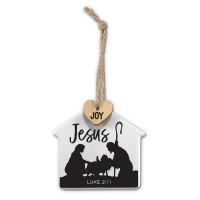 2pk -Ornament Stable Tag Jesus Twine Hanger - (Pack of 2)