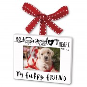 2pk -Ornament Frame Furry Friend Ribbon Hang - (Pack of 2)