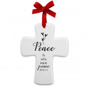 2pk -Christmas Ornament Peace Cross 4.5" - (Pack of 2)