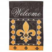 2pk -Flag Welcome Fleur-De-Lis 13x18 - (Pack of 2)