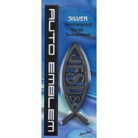 6pk -The Jesus Fish Silver Auto Emblem - Pack of 6