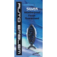 6pk -Small Jesus Fish Silver Auto Emblem - Pack of 6