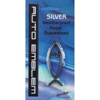 6pk -Small Fish Cross Silver Auto Emblem - Pack of 6