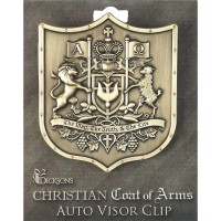 4pk -VISOR CLIP-COAT OF ARMS METAL PEWTER - Pack of 4