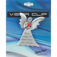4pk -VISOR CLIP GUARDIAN ANGEL PROTECT PEWTER - Pack of 4