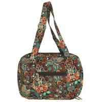 Bible Cover Brown Floral Quilted Large