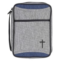 Bible Cover Heather Blue Canvas Large