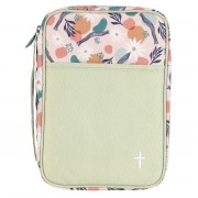 Bible Cover Floral With Cross Large