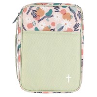 Bible Cover Floral With Cross Large