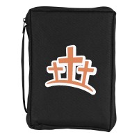Bible Cover Orange Crosses Black Medium