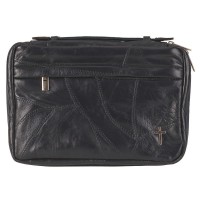 Bible Cover Patchwork Navy Leather Large