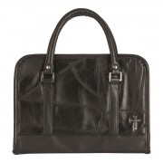 Black Patchwork Leather Purse Large