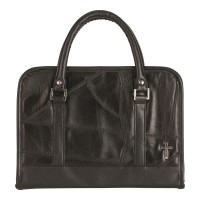 Black Patchwork Leather Purse Large