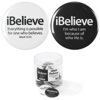 3pk -BUTTON METAL I BELIEVE EVERYTH - Pack of 3
