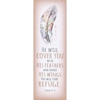 6pk -Bookmark He Will Cover You 2x6 12-Pack - Pack of 6