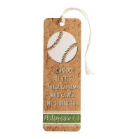 12pk -Bookmark w/ Tassel BASEBALL PHIL 4:13 PAPER 2X6 - Pack of 12