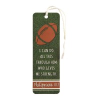 12pk -Bookmark w/ Tassel FOOTBALL PHIL 4:13 PAPER 2X6 - Pack of 12