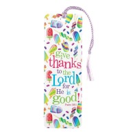 12pk -Bookmark w/ Tassel GIVE THANKS TO PS.136:1 PAPER - Pack of 12