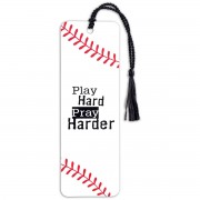 12pk -BASEBALL PLAY HARD PRAY TASSEL BOOKMARK - Pack of 12