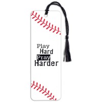 12pk -BASEBALL PLAY HARD PRAY TASSEL BOOKMARK - Pack of 12