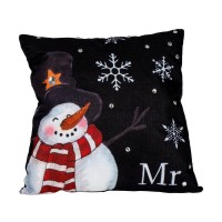 Mr. Snowman Snowflake Throw Pillow