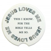 2pk -Car Coasters Jesus Loves Me 2 Pk - (Pack of 2)