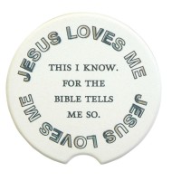 2pk -Car Coasters Jesus Loves Me 2 Pk - (Pack of 2)