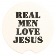 2pk -Car Coasters Real Men Love Jesus 2-Pack - (Pack of 2)