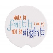 2pk -Car Coasters Walk By Faith 2pack - (Pack of 2)