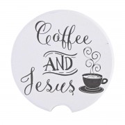 2pk -Car Coasters Coffee And Jesus 2pack - (Pack of 2)