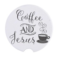 2pk -Car Coasters Coffee And Jesus 2pack - (Pack of 2)