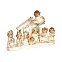 1 PIECE WHITE NATIVITY IN CRECHE 6"H