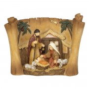 HOLY FAMILY IN CRECHE ON SCROLL 5.75"H HOLY FAMILY IN CRECHE ON SCROLL 5.75"H
